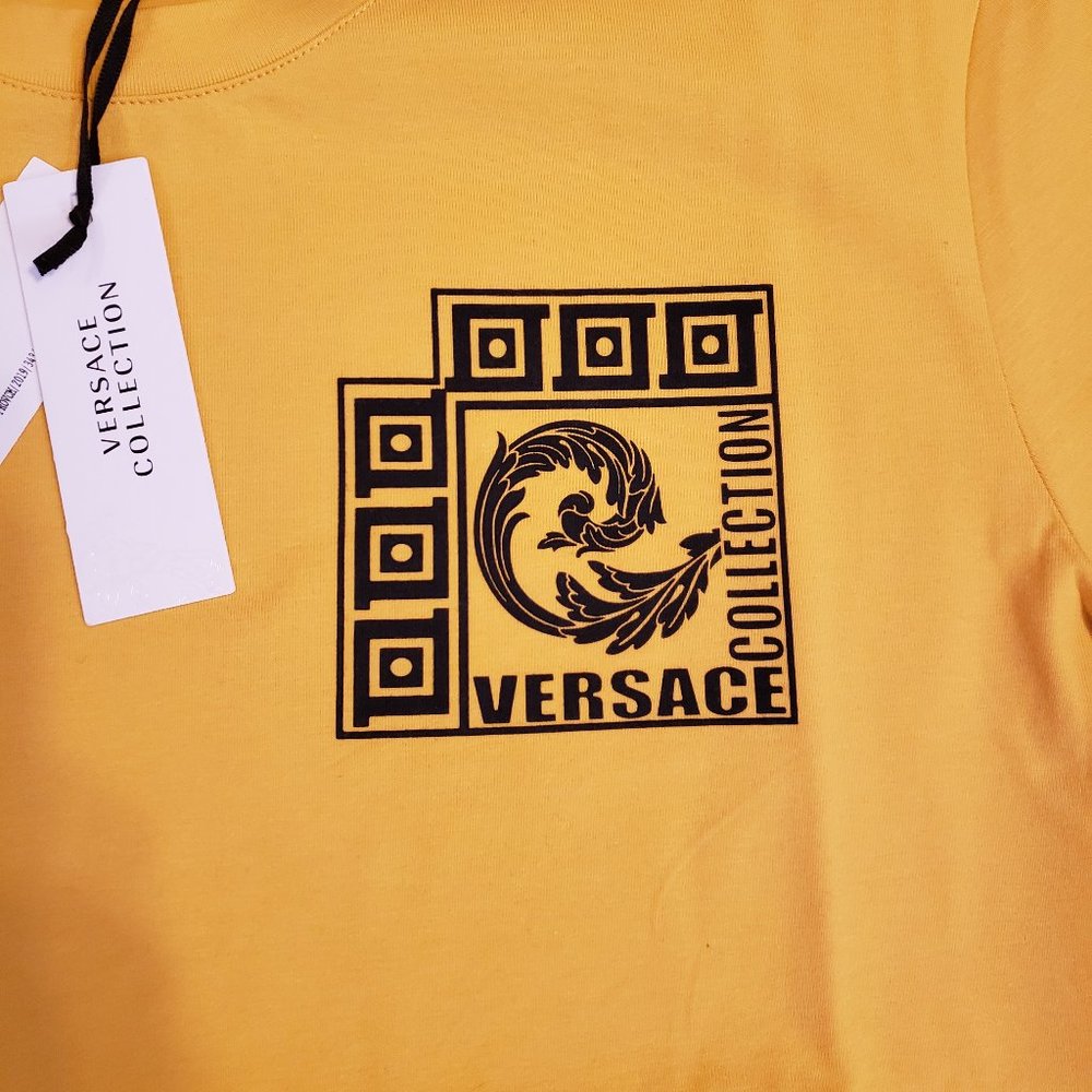 Versace Collection Men's Slim Fit Yellow T-Shirt - Picture 2 of 5